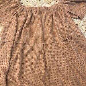 Sugarlips Tan Perforated Faux Suede Off-Shoulder Top